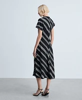 Mango Women's Striped Print Midi Dress