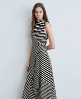 Mango Women's Striped Asymmetrical Dress