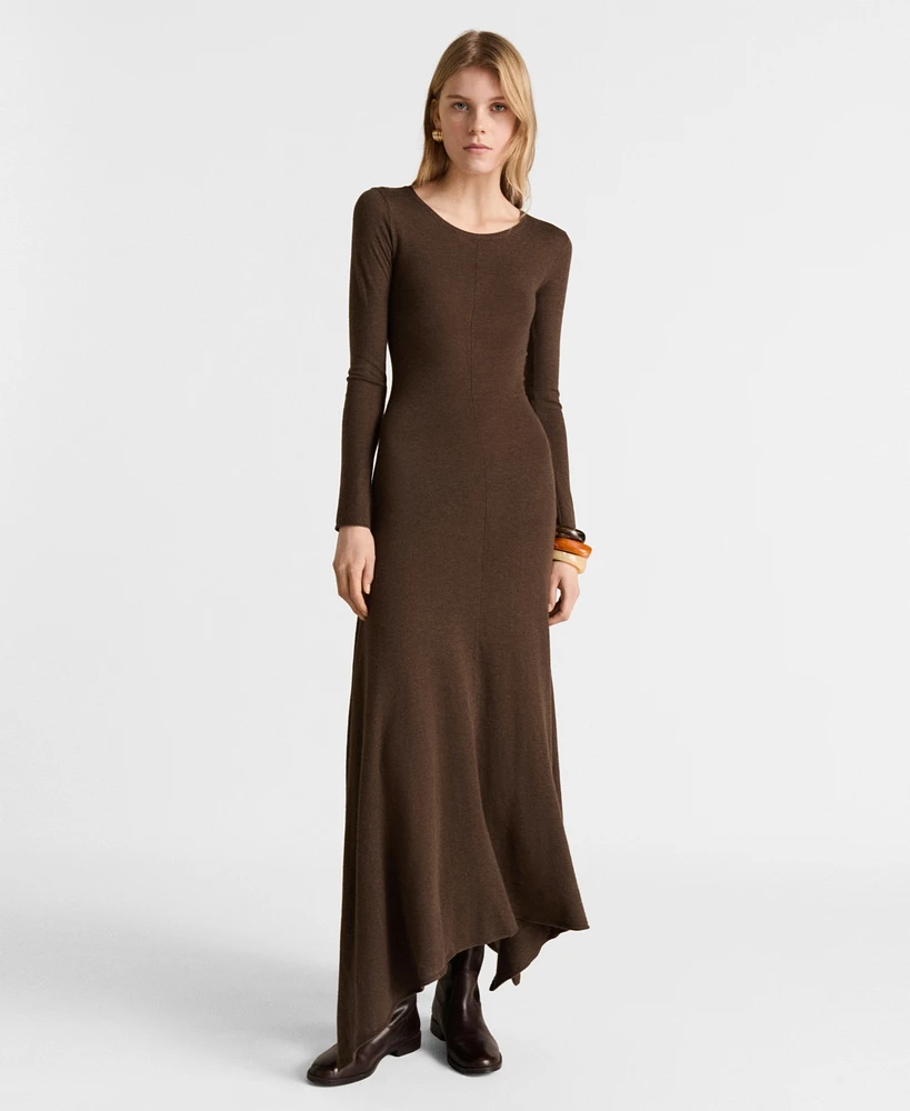 Mango Women's Asymmetrical Low Knit Dress