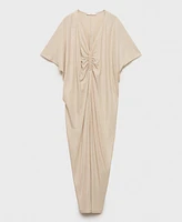 Mango Women's Gathered Neckline Lurex Dress