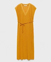 Mango Women's Belt Pleated Dress