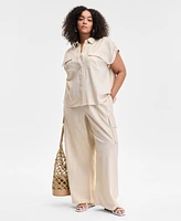 I.n.c. International Concepts Plus Hidden-Placket Pocket Shirt, Exclusively at Macy's
