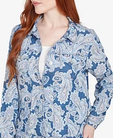 Ruby Rd. Petite Baroque Paisley Soft Button Long Sleeve Jacket