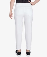 Ruby Rd. Petite Embroidered Extra Stretch White Denim Pants