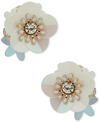 lonna & lilly Gold-Tone Crystal & Flower Cluster Stud Earrings