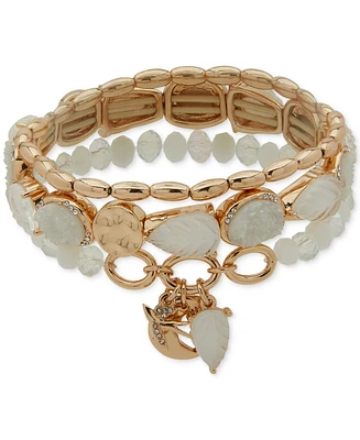 lonna & lilly Gold-Tone 3-Pc. Set Mixed Stone & Bird Stretch Bracelets