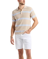 Men's Winder Short Sleeve Textured Striped Polo Sweater