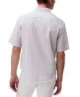 Calvin Klein Men's Relaxed Fit Short Sleeve Poplin Striped Button-Front Shirt