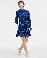 On 34th Women's Long Sleeve Printed Mini Shirt Dress, Exclusively at Macy's