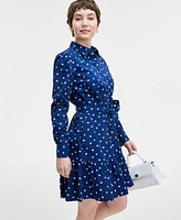 On 34th Women's Long Sleeve Printed Mini Shirt Dress, Exclusively at Macy's