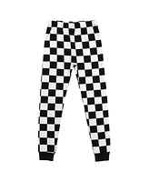 Five Nights At Freddy's Freddy Fazbear Face Youth Boy's Black & White Checkered Short Sleeve Shirt & Sleep Pants Set