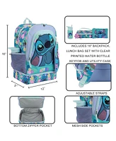 Disney Stitch Colorful Flower Print 5-Piece Backpack Set