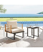 Outsunny Metal Outdoor Bistro Set, Small Patio Set with Cushions,