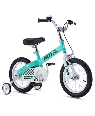 RoyalBaby Formula 16" Kids Bike w/Kickstand, Training Wheels, Coaster Brake, and Adjustable Handlebar & Seat, for Boys and Girls Ages 3 to 10, Green