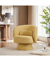 360 Degree Swivel Sherpa Accent Chair Modern Style Barrel Chair with Toss Pillows for home office, living room, bedroom