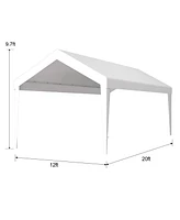 12x20ft Carport Canopy Cover, Waterproof & Uv Tarp with Elastic Buckles