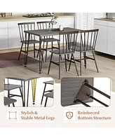 5-Piece Dining Table Set for 4 with 360 Swivel Feet for Small Place