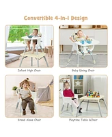 Gouun Kids 4-in-1 Convertible Table Chair Set with Pu Cushion