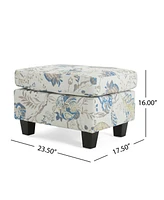 Springfield Upholstered Ottoman, Beige&Blue