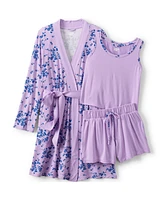 Lands' End Women's Cooling 3 Piece Pajama Set - Robe Tank and Shorts