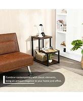 3-Tier End Table Sofa Side Table Ladder-Shaped with Storage Shelf