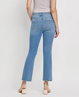 Vervet Women's High Rise Raw Hem Crop Flare Jeans