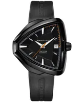 Hamilton Unisex Swiss Automatic Ventura Elvis80 Black Rubber Strap Watch 43x45mm H24585331