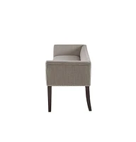 Upholstered Accent Bench with Nailhead Trim and Solid Wood Legs-The Pop Home