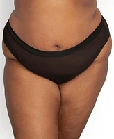 Curvy Couture Women's Plus Size Sheer Mesh High Cut Brief 3 Pack