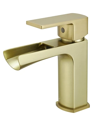 Waterfall Single Handle Single Hole Low-Arc Modern Bathroom Faucet