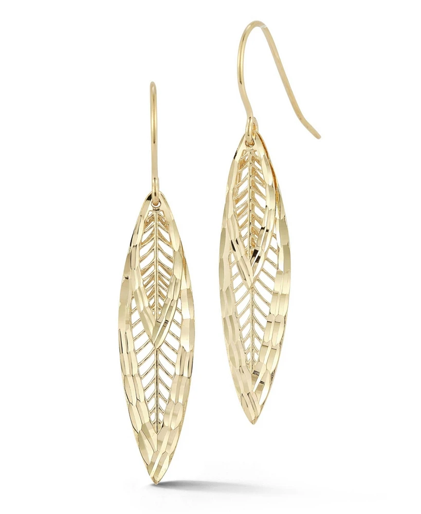 Rachel Zoe Fine Jewelry 14K Gold Double Leaf Drop Earrings