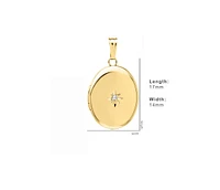 Yellow Gold Filled 14mm Polished Locket with Diamond Accents for Women