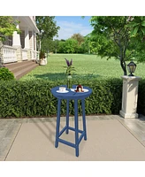 Outdoor Bar Table Bistro Round High Top Pub Cocktail for Paito Lawn Garden, Blue