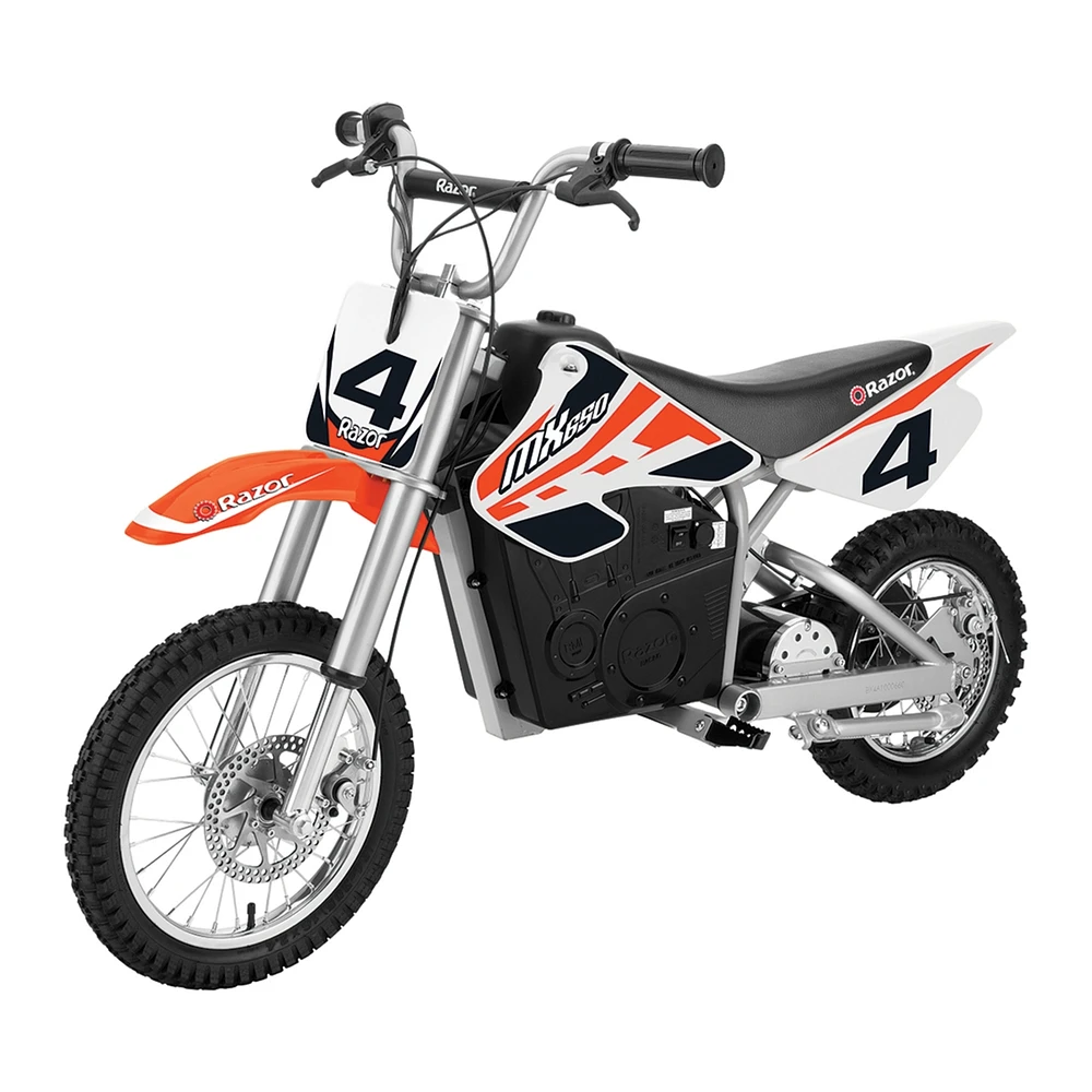 Razor MX650 Dirt Rocket Electric Motocross Bike, 17 Mph, 40 Min Run Time, Ages 16+, Orange