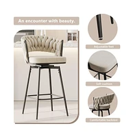 Set of 2 Swivel Bar Stools, 360 Adjustable Counter Height Chairs with Modern Metal Frame-The Pop Home