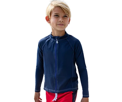 NoNetz Boys & Girls Long Sleeve No-Rash Rash Guards With Skin Safe Zipper