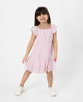 Rare Editions Toddler and Little Girls Tiered Ruched Eyelet Dress