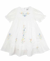 Rare Editions Little and Toddler Girls Cross Stitch Embroidered Dress