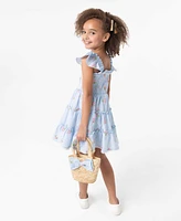 Rare Editions Little and Toddler Girls 2-Piece Floral Schiffli Seersucker Dress with Bag Set