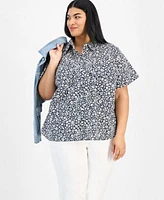 Tommy Hilfiger Plus Size Ditsy Print Camp Shirt Th Flex Hampton Chino Pants