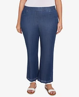 Ruby Rd. Plus Size Eyelet Embroidered Dark Flare Jeans