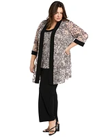 R & M Richards Plus 2-Pc. Soutache Layered-Look Jacket Pants Set