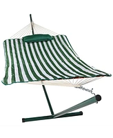 Rope Hammock with 12-Foot Stand and Pad - 275-Pound Capacity Blue Green Chevron