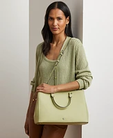 Lauren Ralph Lauren Crosshatch Leather Large Hanna Satchel