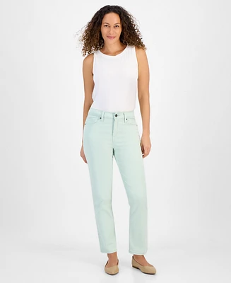 Style & Co Petite High Rise Natural Straight-Leg Jeans, Created for Macy's
