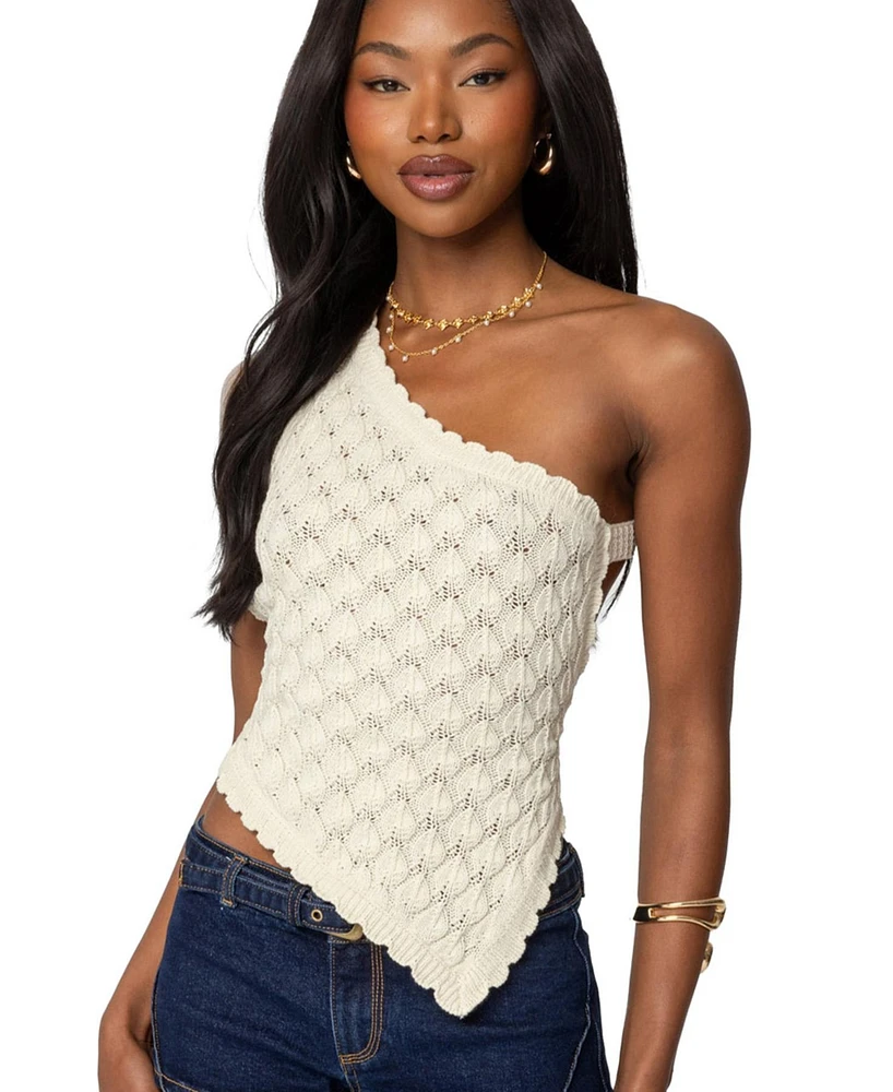 Edikted Womens Codi Backless Asymmetric Knit Top