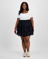 And Now This Plus Tiered Ruffle Mini Skirt, Exclusively at Macy's