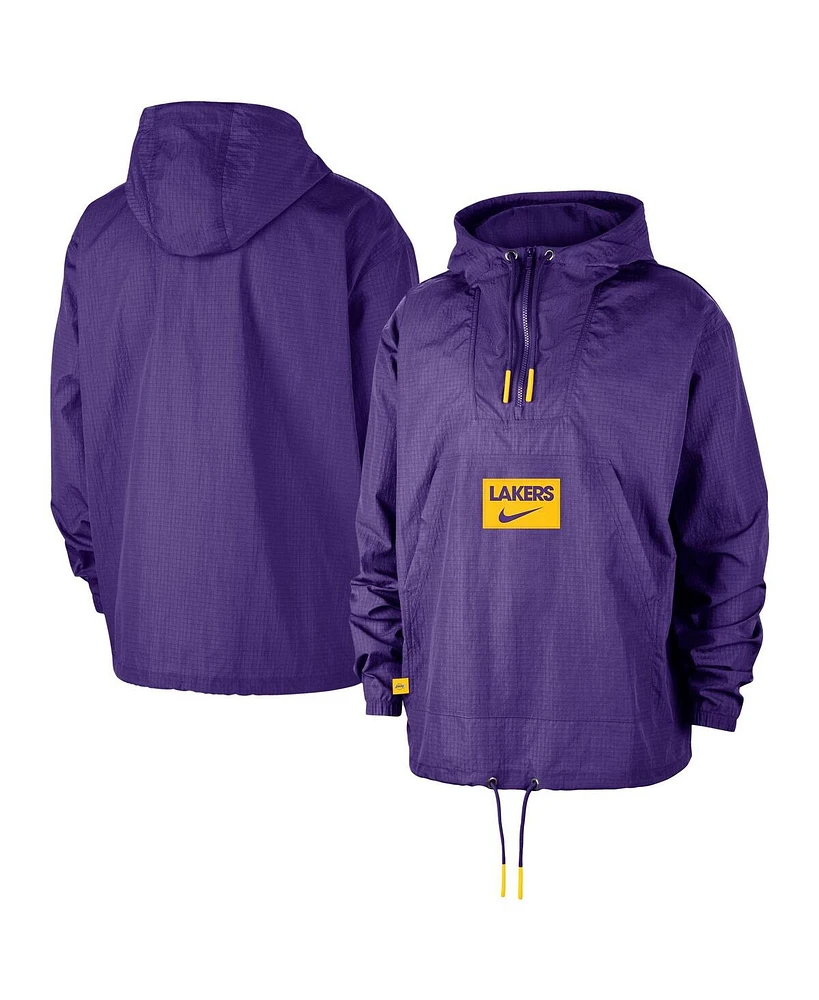 Nike Men's Purple Los Angeles Lakers Courtside Premium Club Anorak Quarter-Zip Pullover Hoodie