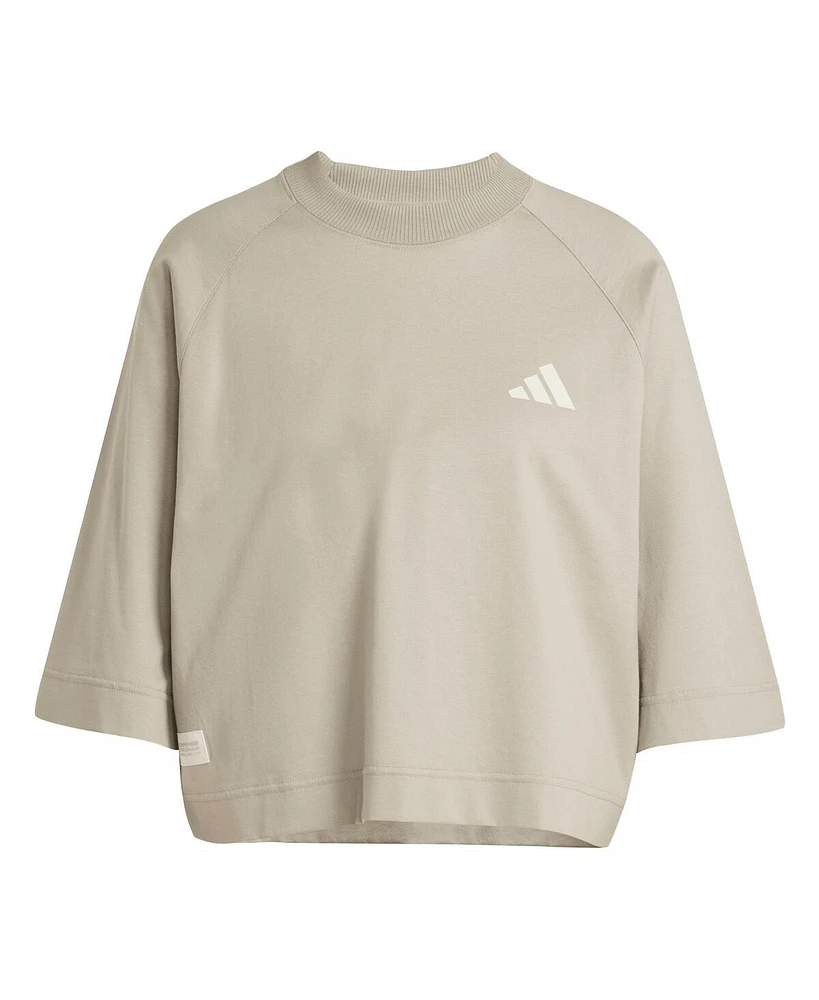 Adidas Women's Olive Mercedes-amg Petronas F1 Team Fan Wear Premium Oversized Top
