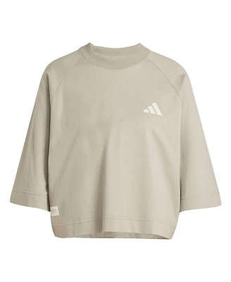 Adidas Women's Olive Mercedes-amg Petronas F1 Team Fan Wear Premium Oversized Top